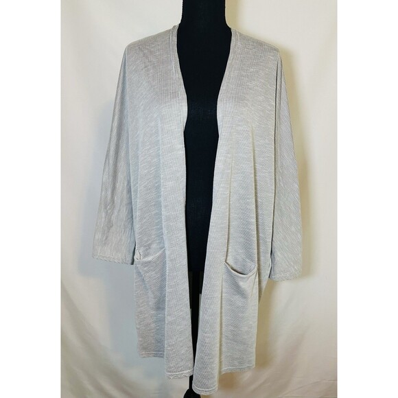 DONNI Anthropologie‎ Stripe Ribbed Cardigan Duster Lightweight Women's ONE SIZE - Picture 1 of 10
